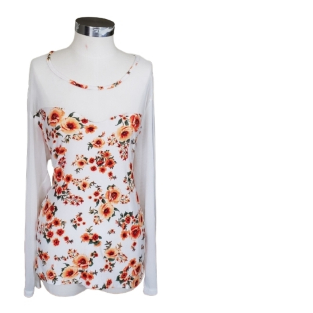 Rainbow: NWT Flower Sheer Top
